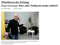 Screenshot Artikel MZ Bernburg zu Diskussion im Stadtrat um die Drogenberatungsstelle des Vereins Rückenwind e. V.