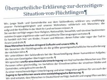 Anfang der Erklärung Junger Stadträte im Salzlandkreis zur Migration.